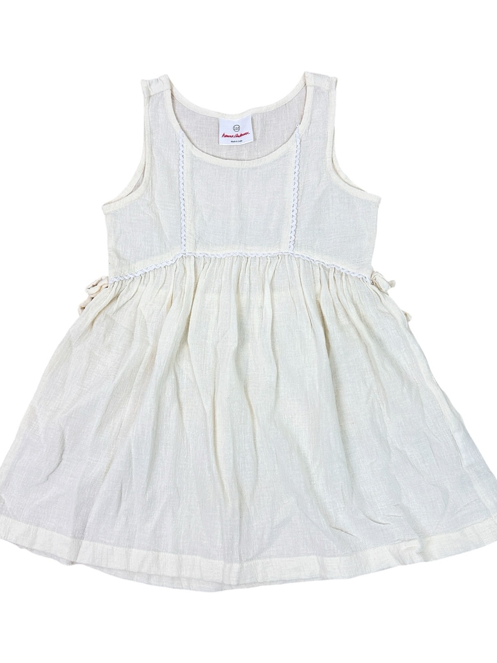 Hanna Andersson Cream Gauze Sundress Coverup with Lace Trim
